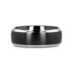 NOLAN Brushed Domed Black Titanium Wedding Band with Polished Beveled Edges - 8mm