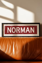 Framed Norman Crimson Bus Scroll