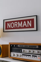 Framed Norman Crimson Bus Scroll