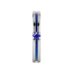 NYMERIA Tension Set Blue Sapphire Titanium Band with Blue Stripe - 4mm