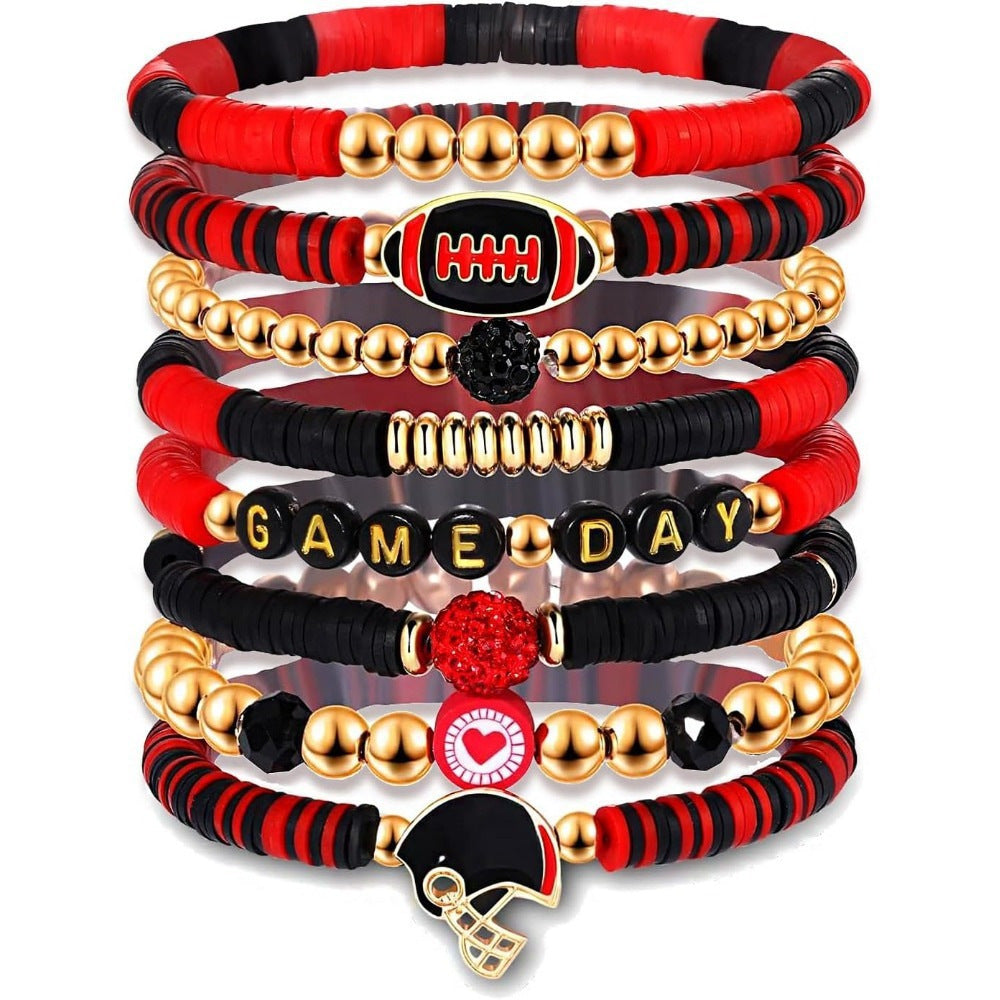 Game Day Football Bracelet Set – Stackable Beaded Jewelry Gift for Fans & Sports Lovers
