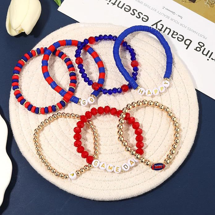 Game Day Football Bracelet Set – Stackable Beaded Jewelry Gift for Fans & Sports Lovers
