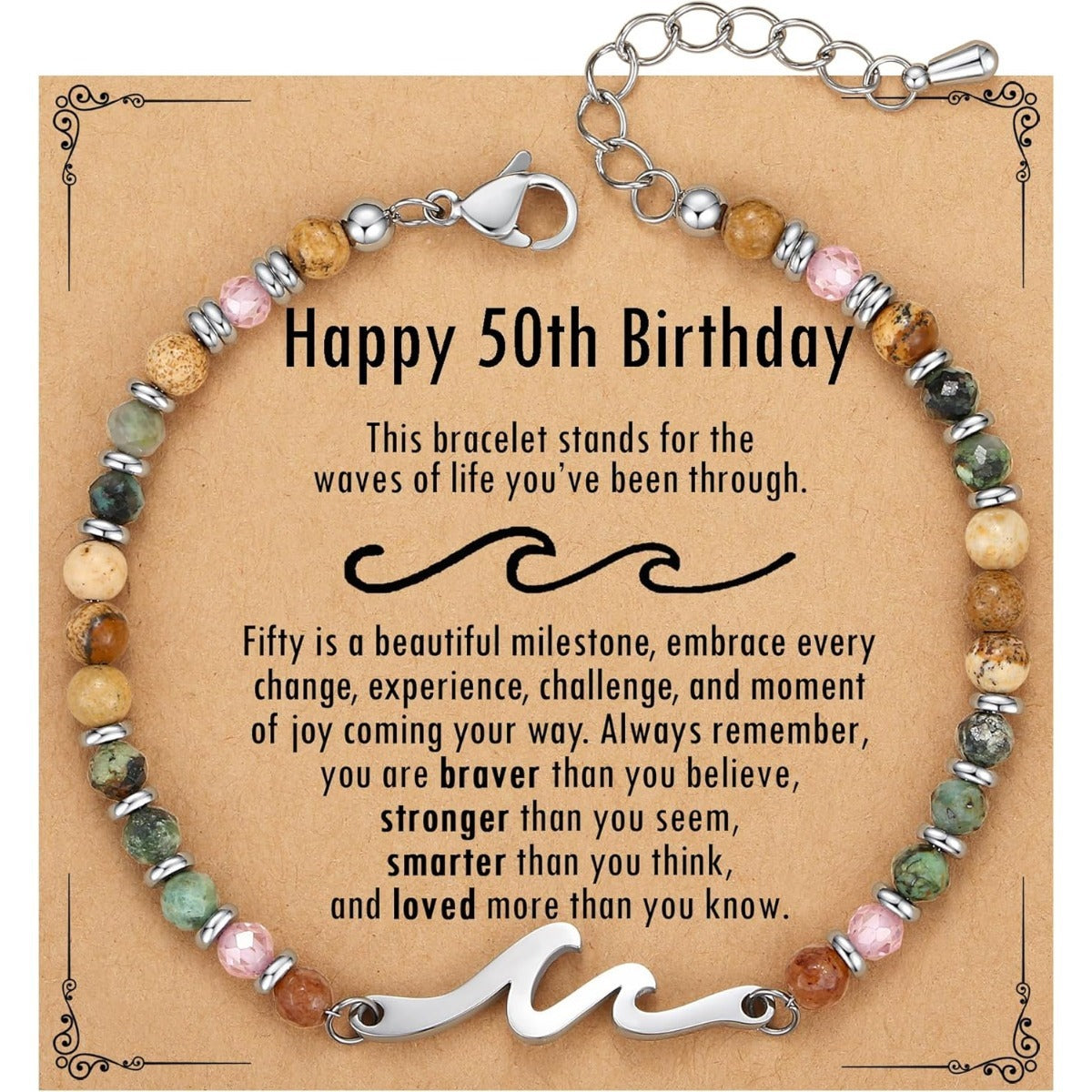 Ocean Wave Bracelet – Adjustable Beaded Bracelet with Wave Charm, Perfect Gift for Her