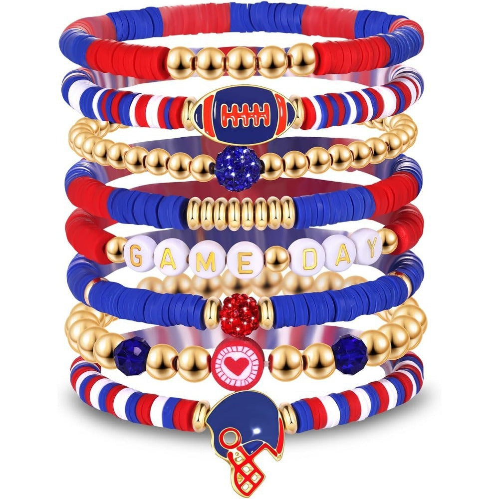 Game Day Football Bracelet Set – Stackable Beaded Jewelry Gift for Fans & Sports Lovers
