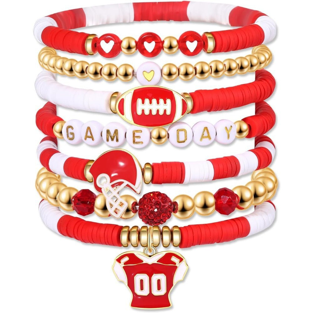 Game Day Football Bracelet Set – Stackable Beaded Jewelry Gift for Fans & Sports Lovers