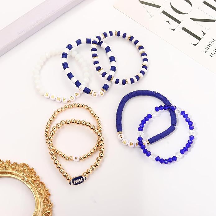 Game Day Football Bracelet Set – Stackable Beaded Jewelry Gift for Fans & Sports Lovers