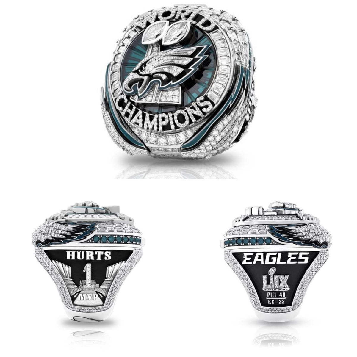 Philadelphia Eagles Super Bowl LIX Rings #1 Hurts MVP Edition with Wings Pop Out