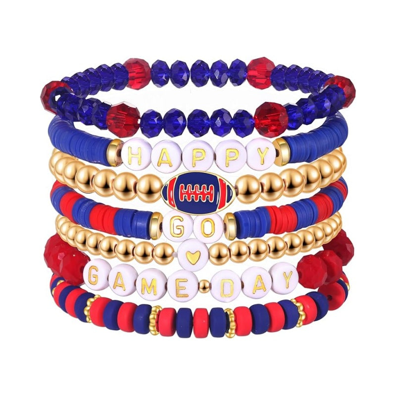Game Day Football Bracelet Set – Stackable Beaded Jewelry Gift for Fans & Sports Lovers