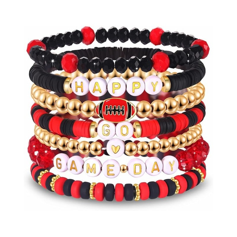 Game Day Football Bracelet Set – Stackable Beaded Jewelry Gift for Fans & Sports Lovers