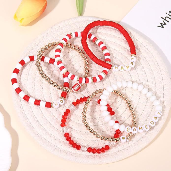Game Day Football Bracelet Set – Stackable Beaded Jewelry Gift for Fans & Sports Lovers