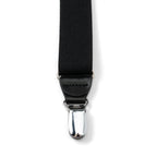 Black Leather/Silver Clip X Back Suspenders