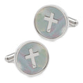 Cross Mother of Pearl Stainless Steel Cufflinks