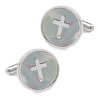 Cross Mother of Pearl Stainless Steel Cufflinks