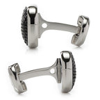Stainless Steel Black Pave Crystal Cufflinks