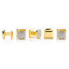 Stainless Steel Gold Plated White Pave Crystal  5-Studs