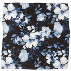 Painted Floral Blue Necktie and Pocket Square Gift Set