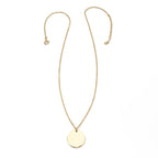 Stainless Steel Gold Engravable Round Pendant Women's Necklace