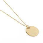 Stainless Steel Gold Engravable Round Rope Edge Pendant Women's Box Chain Necklace