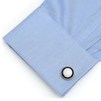 Jade with Onyx Ring Stainless Steel Cufflinks