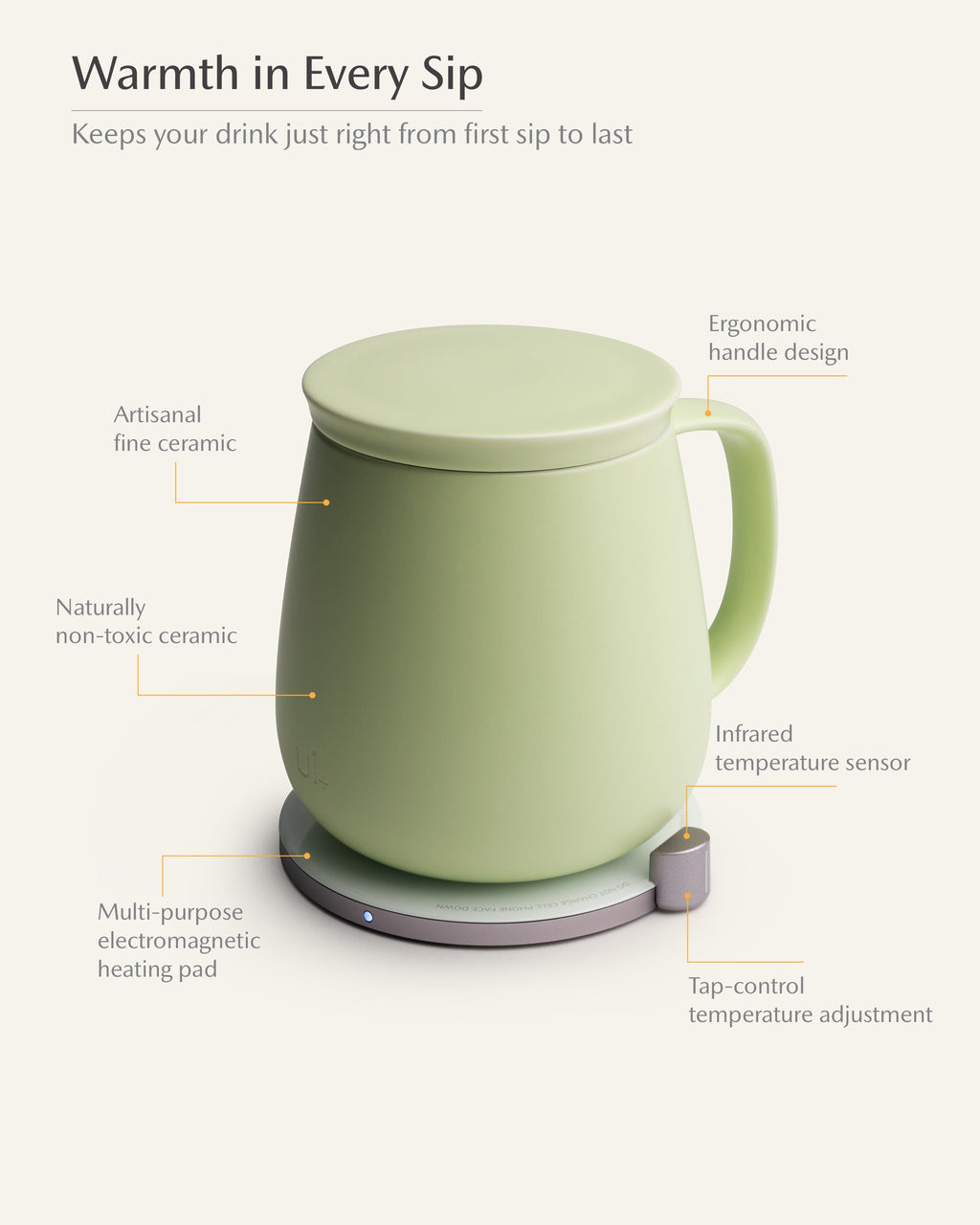 Ui+ Self-heating Mug Set -  Verde Green