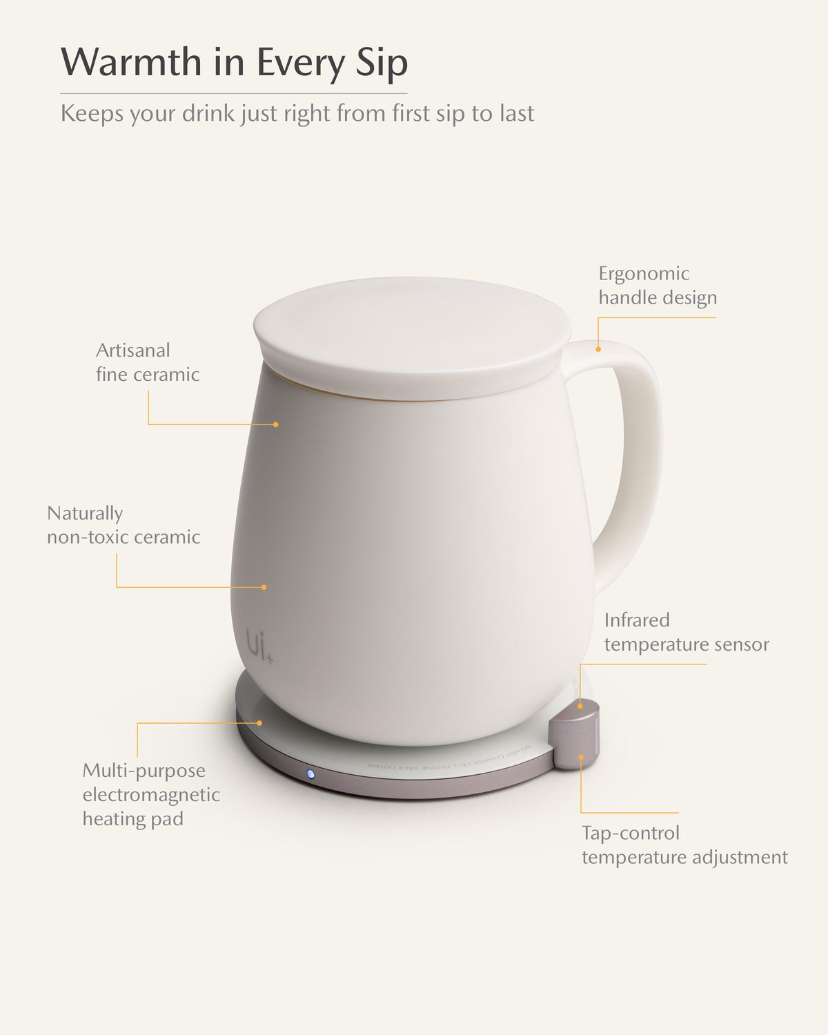 Ui+ Self-heating Mug Set - Jasmine White