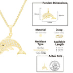 Dolphin Cubic Zirconia Pendant With Necklace Set 14K Gold Filled