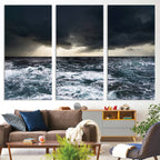Ocean and Storm Canvas Art Print, Stormy Sea Wall Art for Home Decor