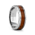 OHANA Koa Wood Inlaid Titanium Men’s Wedding Ring with Intricate Edges - 6mm - 10mm