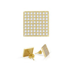 Square 1 Cubic Zirconia Earrings 14K Gold Filled Silver Hip Hop Studs Jewelry Women Men