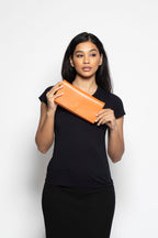 Durban Convertible Crossbody and Clutch Saffiano Leather Bag in Orange Passion