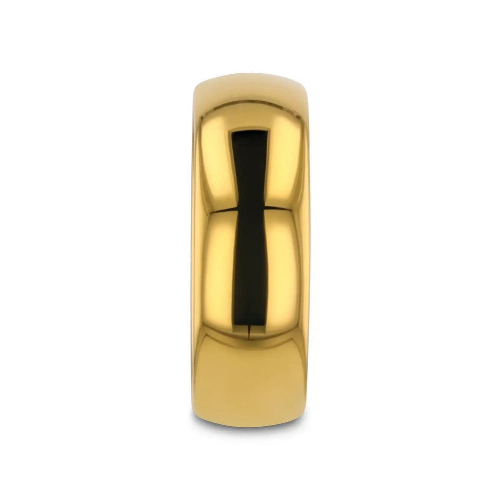 ORO Traditional Domed Gold-Plated Tungsten Carbide Wedding Ring, 4mm–10mm