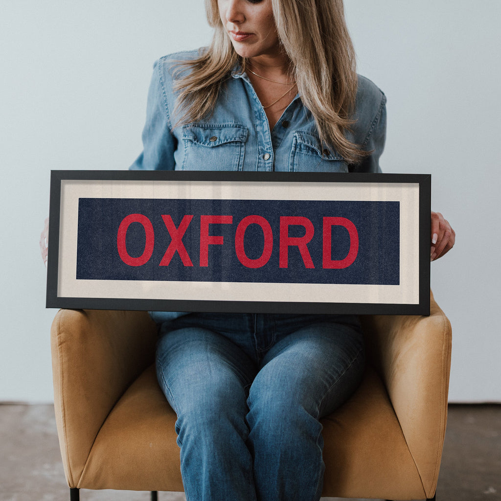 Framed Oxford Navy Bus Scroll
