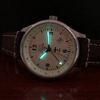 P-51 Mustang Tribute - Polished Finish, Beige Dial, Brown Leather Band