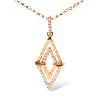 14K Yellow Gold 1/4 Cttw Diamond Double Triangle Geometric 18" Pendant Necklace (G-H Color, SI1-SI2 Clarity)