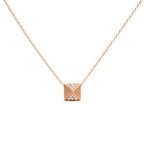 14K Yellow Gold 1/4 Cttw Diamond Matte Finished Pyramid Pendant Necklace (G-H Color, SI1-SI2 Clarity) - 18 Inches