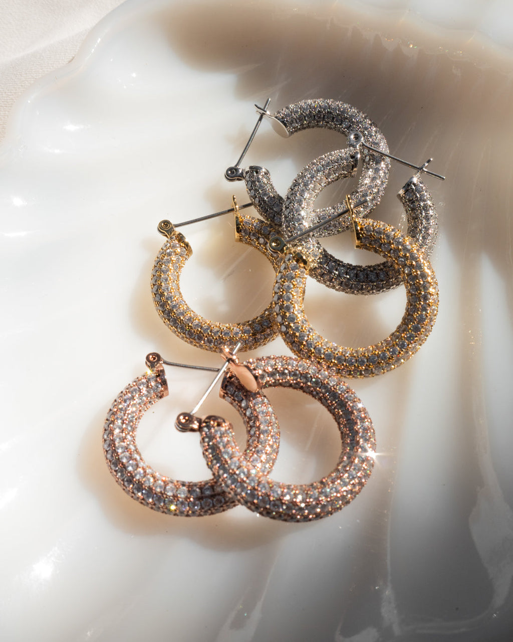 Pave Baby Amalfi Hoops- Gold (Ships Mid June)