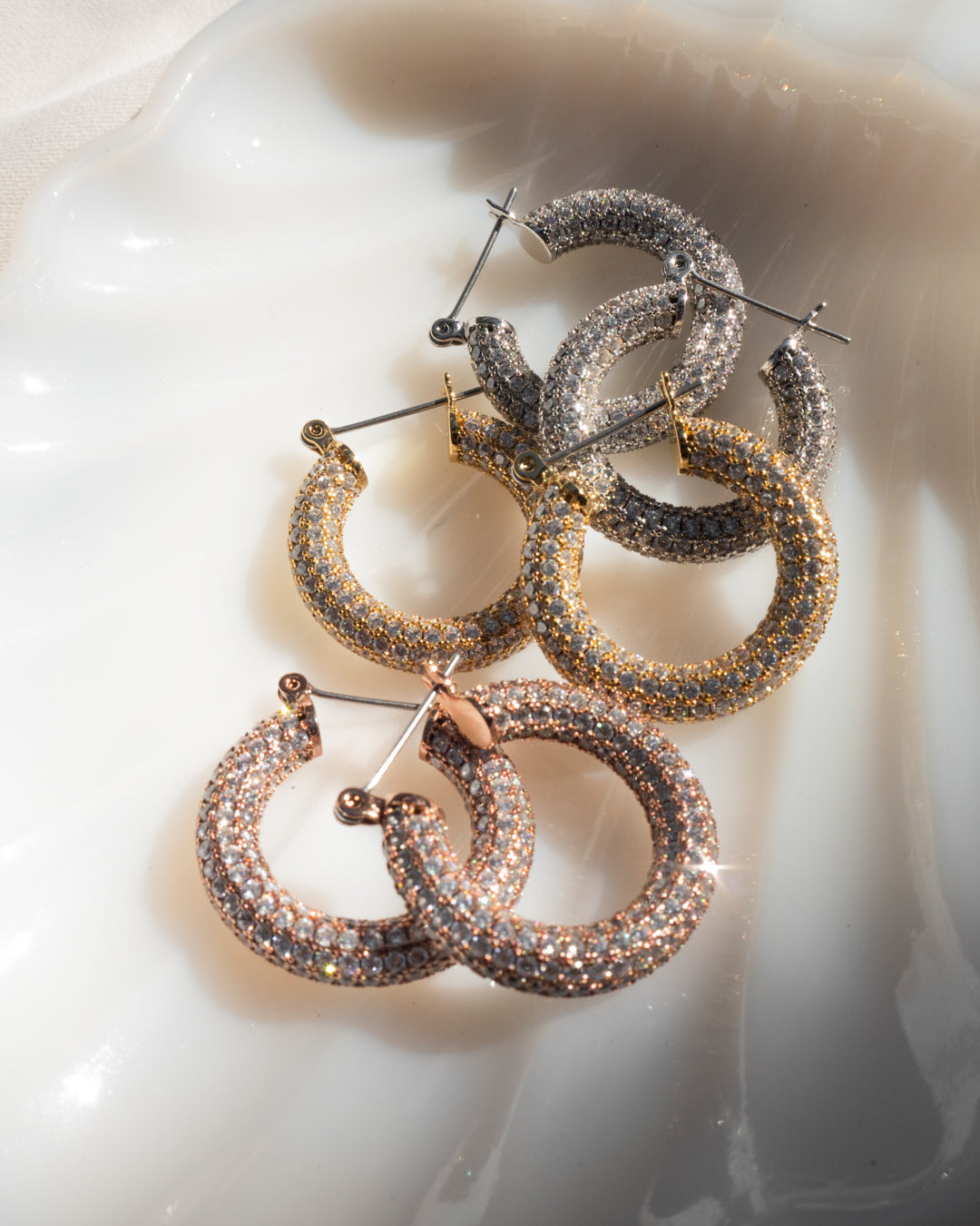 Pave Baby Amalfi Hoops- Gold (Ships Mid June)
