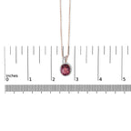 14K Rose Gold Vermeil Sterling Silver 1/5 Cttw Diamond Pink Quartz Oval Pendant Necklace