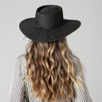 Women's large brim oval crown boater