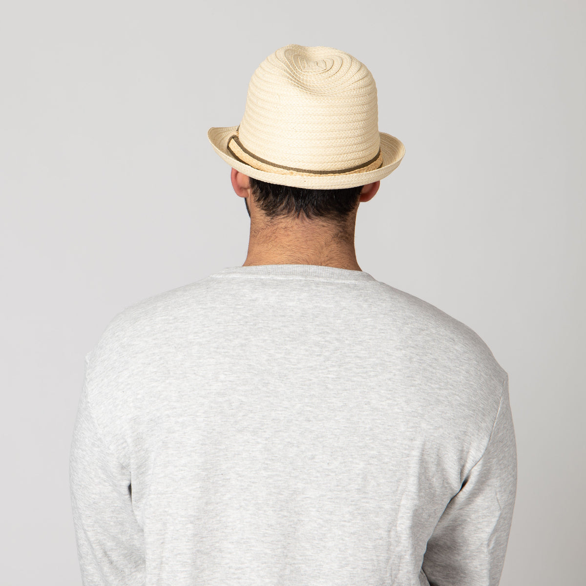 Men's Fedora With Layered Webbing & Raffia Trim