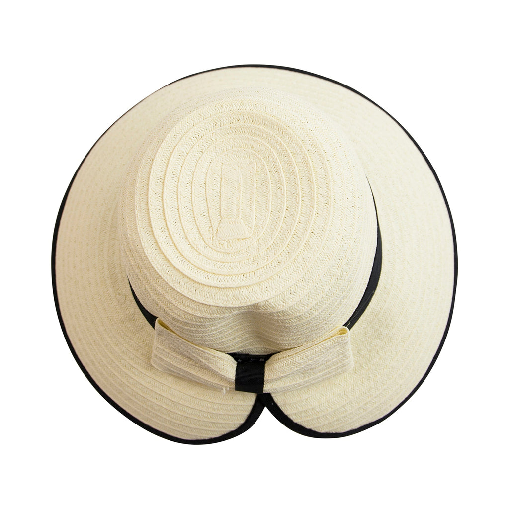 Women's Contrasting Edged Sun Brim Hat with Back Bow