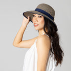 Women's Contrasting Edged Sun Brim Hat with Back Bow
