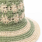 Women's Striped & Floral Crochet Bucket Hat
