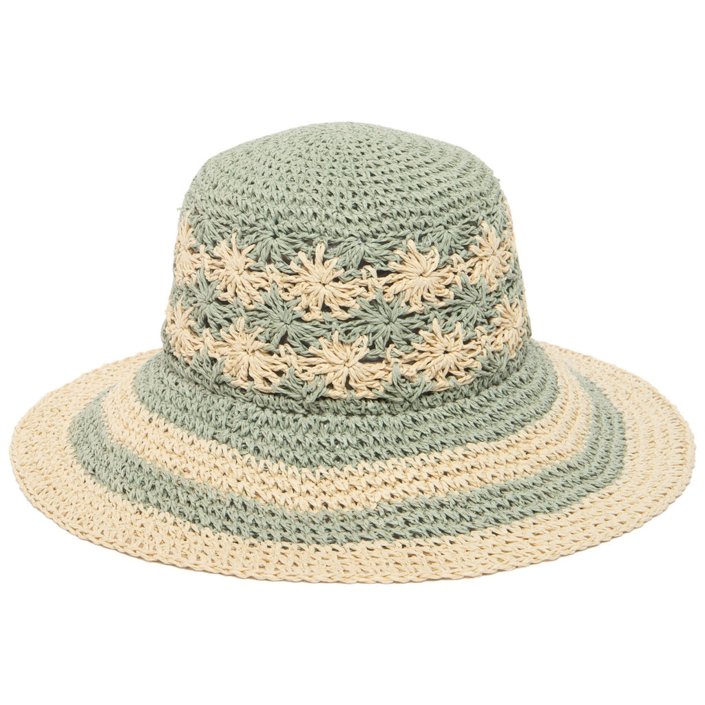 Women's Striped & Floral Crochet Bucket Hat