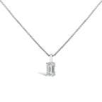 14K White Gold 3/4 Cttw Lab Grown Emerald Cut Solitaire Diamond Pendant Necklace