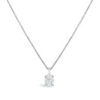 14K White Gold 1.00 Cttw Lab Grown Oval Solitaire Diamond Pendant Necklace