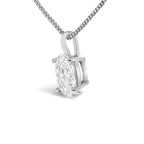 14K White Gold 1.00 Cttw Lab Grown Oval Solitaire Diamond Pendant Necklace