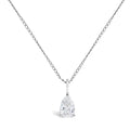 14K White Gold 3/4 Cttw Lab Grown Pear Diamond Solitaire Pendant Necklace