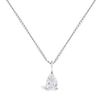 14K White Gold 3/4 Cttw Lab Grown Pear Diamond Solitaire Pendant Necklace