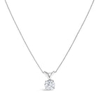 14K White Gold 1.00 Cttw Lab Grown Diamond Round Solitaire Pendant Necklace